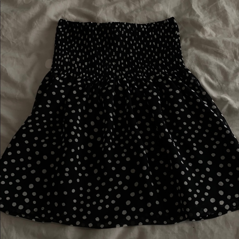 Loft Navy Polka-Dot Smocked Blouse
